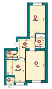 2-кімнатна квартира 54,0 м²