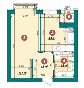 1-кімнатна квартира 36,4 м²