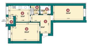 2-кімнатна квартира 51,9 м²