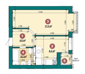 1-кімнатна квартира 36,4 м²