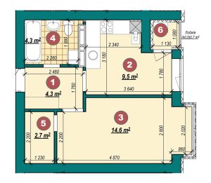 1-кімнатна квартира 36,1 м²