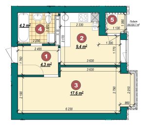 1-кімнатна квартира 36,2 м²