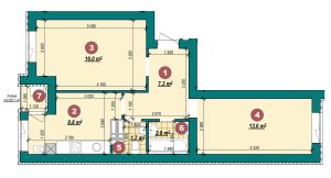 2-кімнатна квартира 51,9 м²